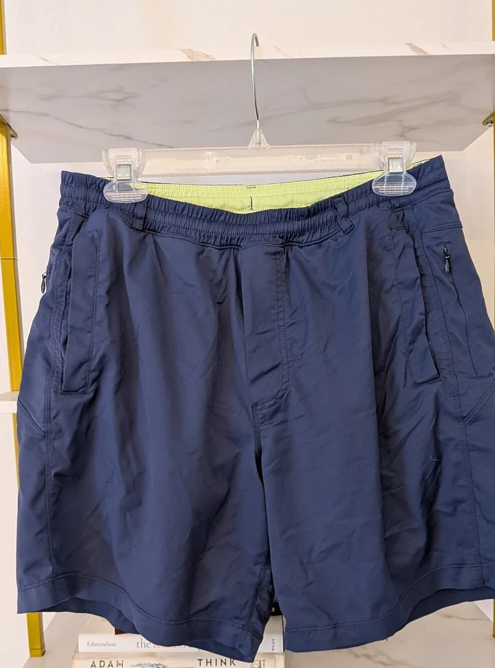 Men's Birddogs Navy Blue Athletic Shorts with Lime Waist Lining